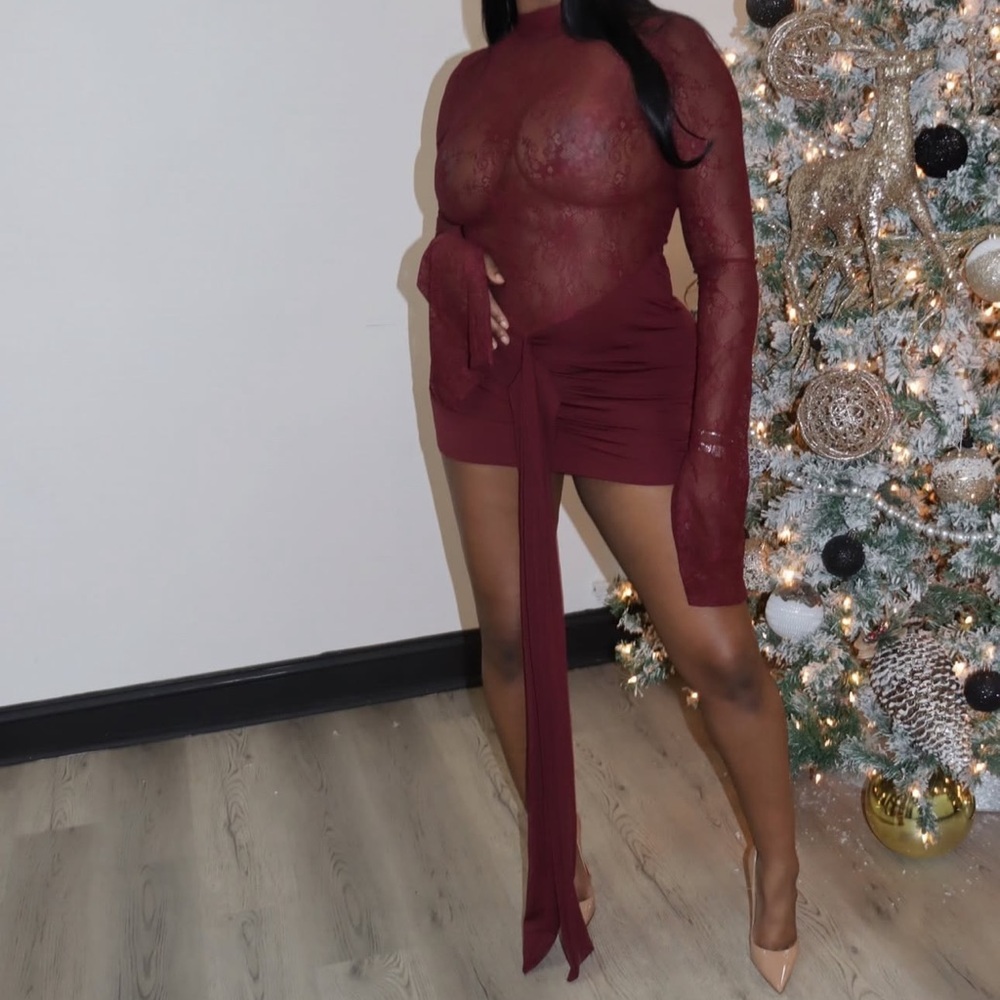 Fine wine lace dress